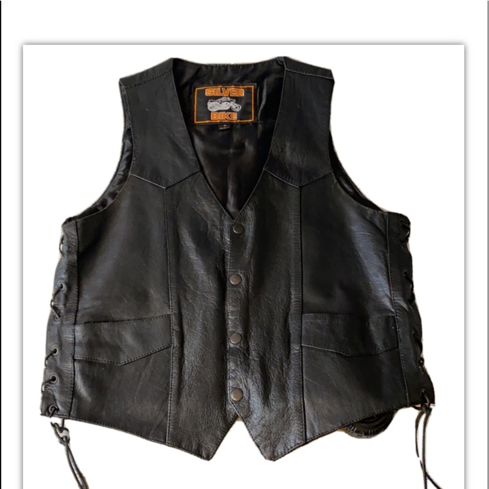Silver Leather Biker Vest Women’s